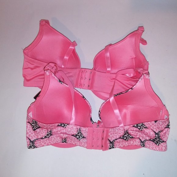 Set of 2 Midnight Muse Bra 40D Solid Pink Leopard Hearts Lightly Lined Underwire - Picture 7 of 9